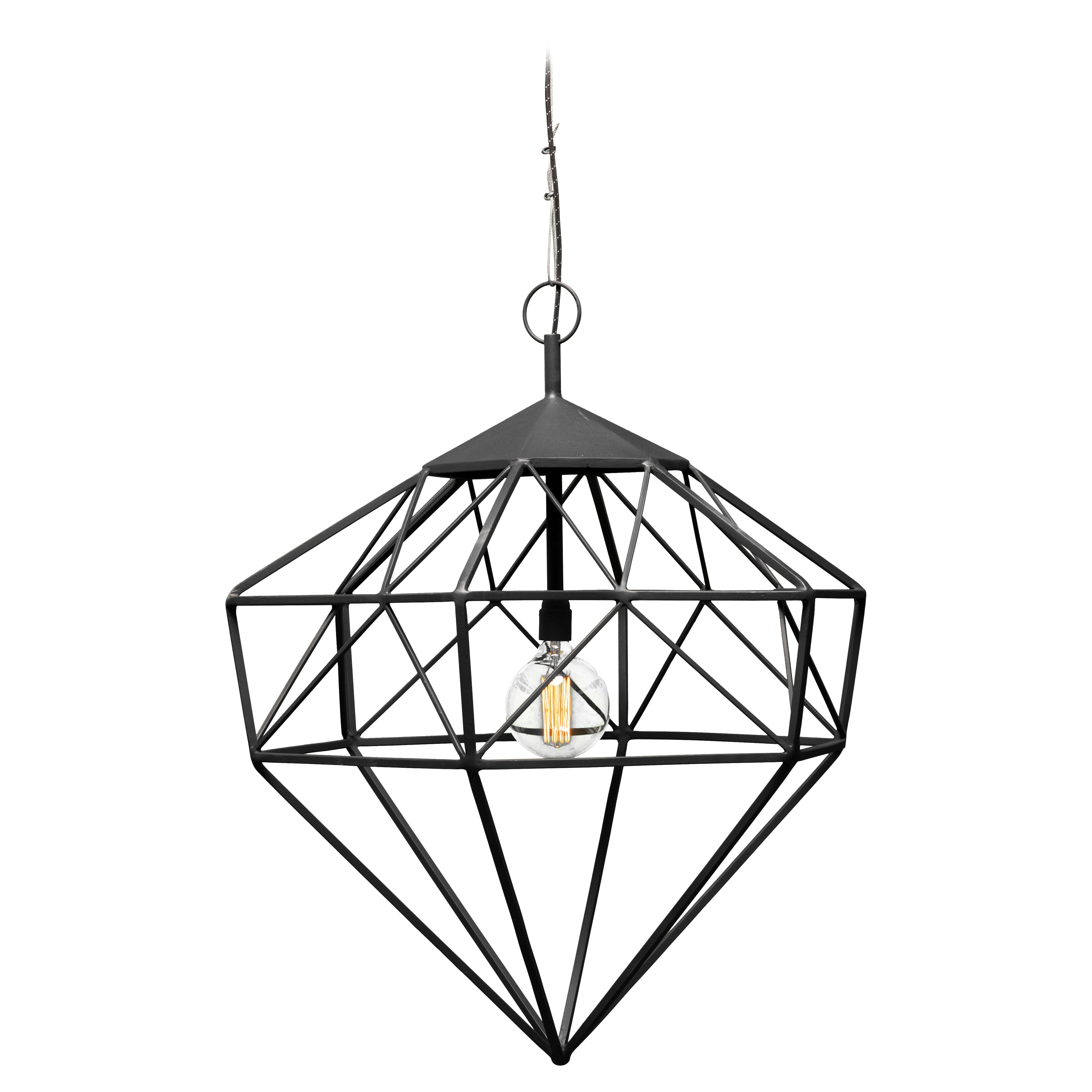Lampada a sospensione Diamond XXL Small in acciaio nero opaco di JSPR in vendita