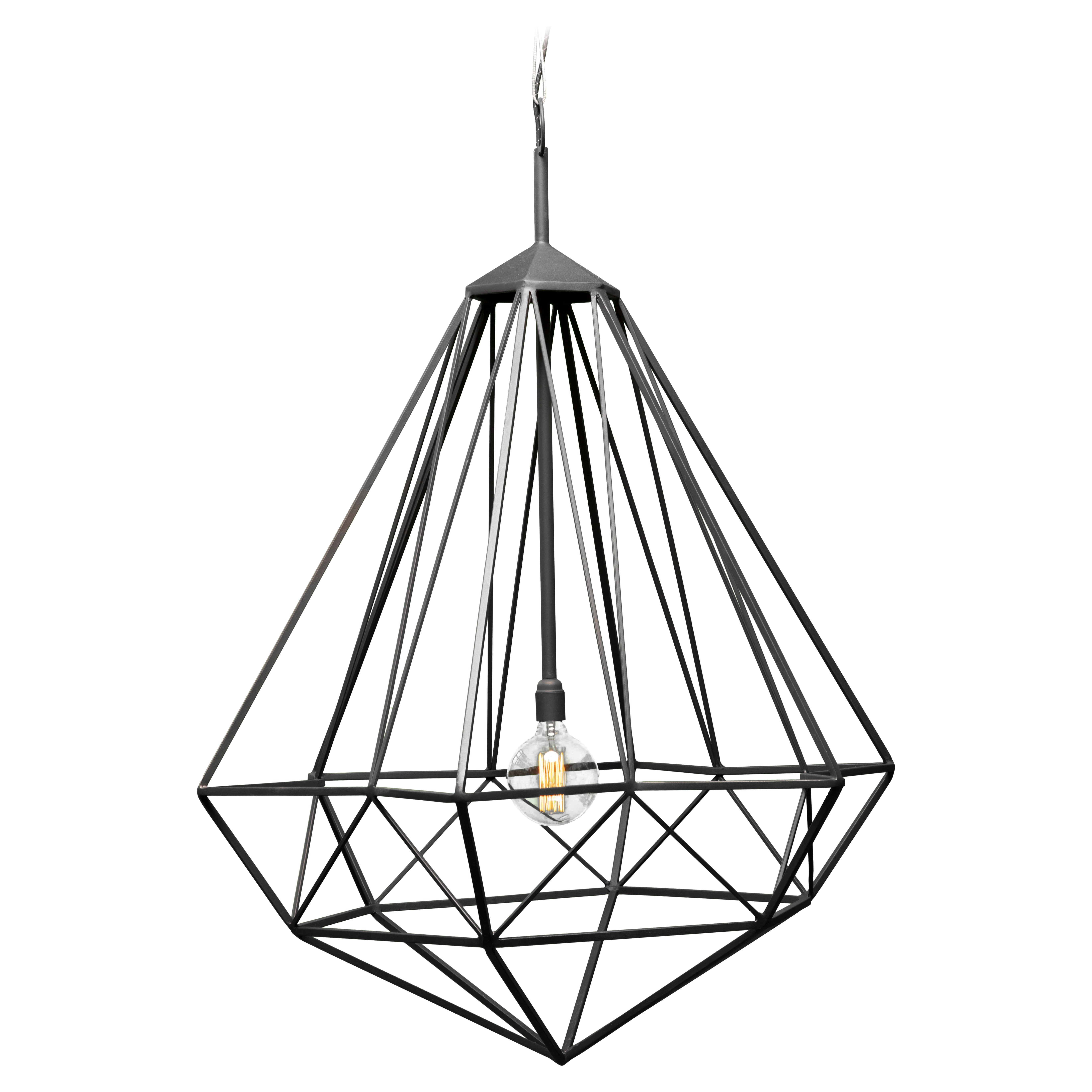 Lampada a sospensione Diamond XXL Medium in acciaio nero opaco di JSPR