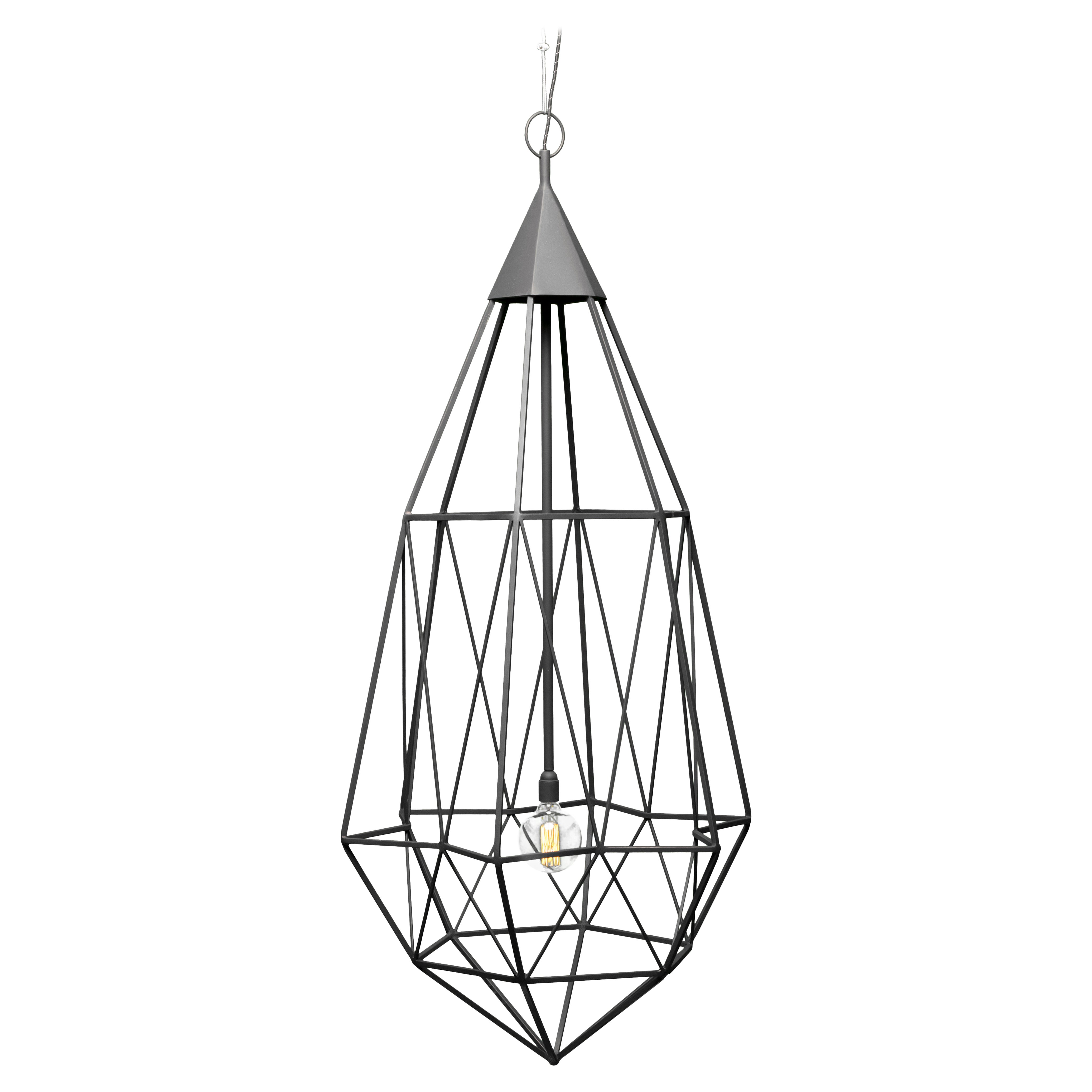 Lampada a sospensione Diamond XXL Large in acciaio nero opaco di JSPR