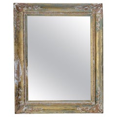 Distressed 19th century antique gilt frame mirror