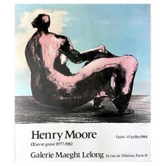 Vintage Original Henry Moore Ausstellungsplakat Liegende Frau Gallery Maeght