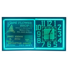 Vintage Mid Century / Art dECO bLUE NEON Flip Advertising Clock