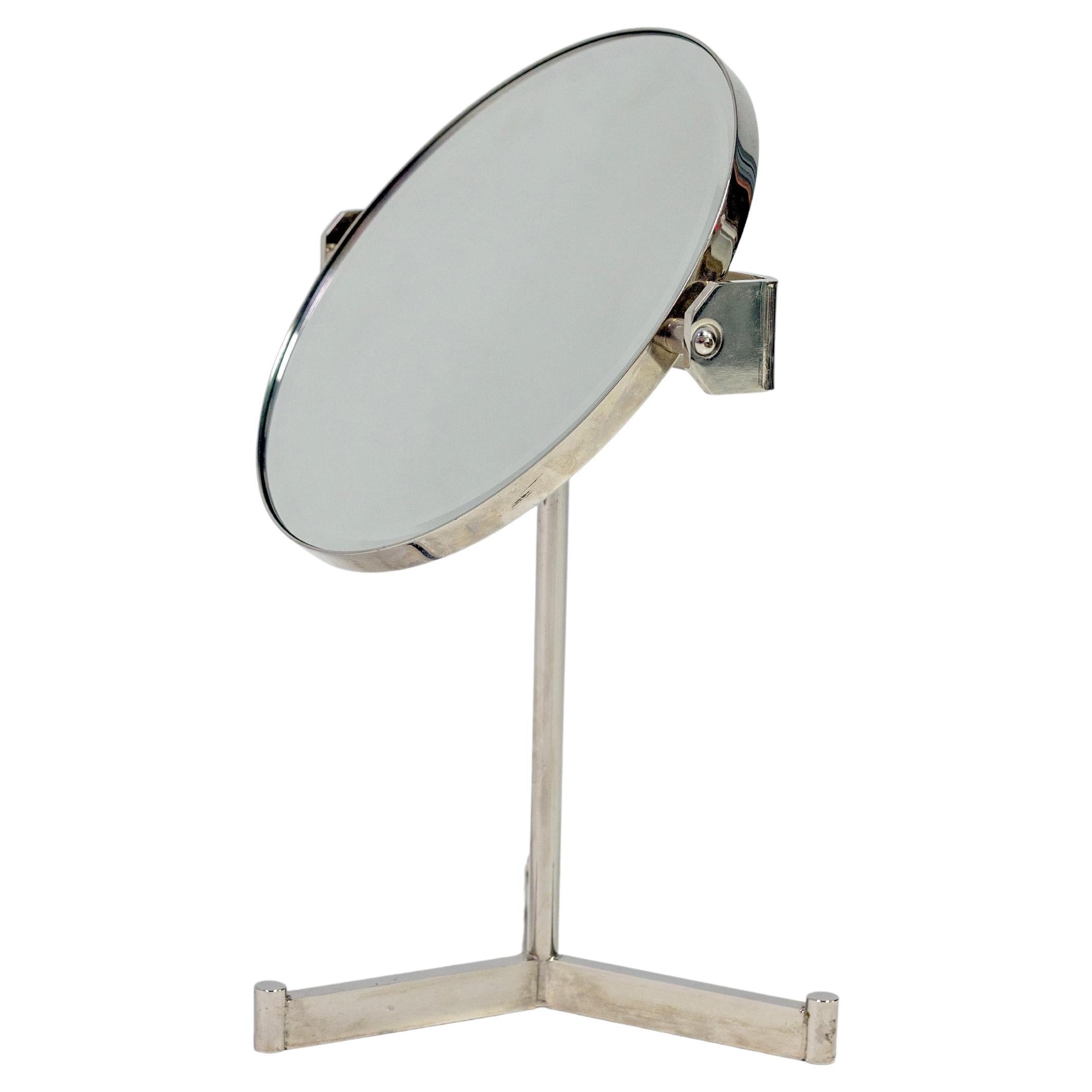 Designer Table Mirror, Nickel For Sale