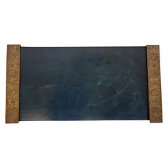 Tiffany Studios New York Zodiac Bronze Blotter Ends With Leather Desk Blotter