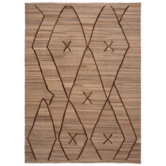 Afghanistan Kilim Area Rugs - Wool Brown Design - 96471