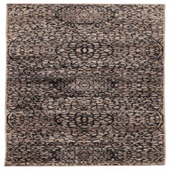 India Modern Runner Rug - Wool Brown Ivory Design - 94055
