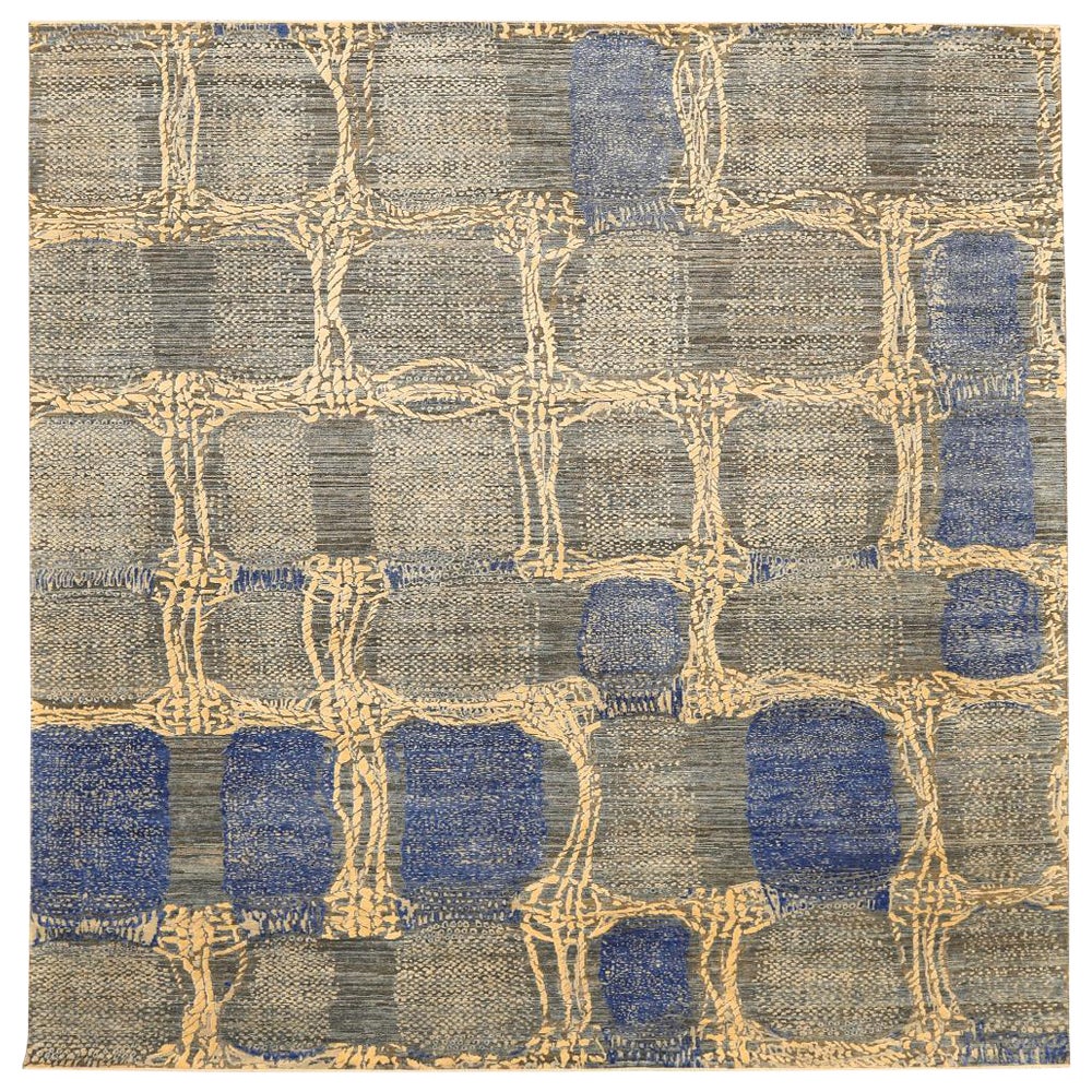 Tapis de sol India Modernity - Laine Bleu Brown Ivory Design - 94067