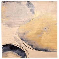 Indien Modern Area Rugs - Wolle Blau Elfenbein Gelb Design - 94073