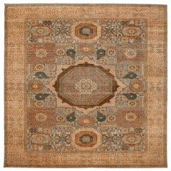 India Mamluk Area Rugs - Lana Azul Marfil Rojo Diseño - 94069