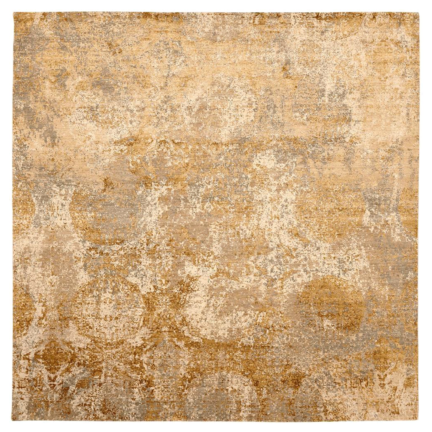 Tapis modernes indiens - Laine ivoire taupe jaune motif 94074