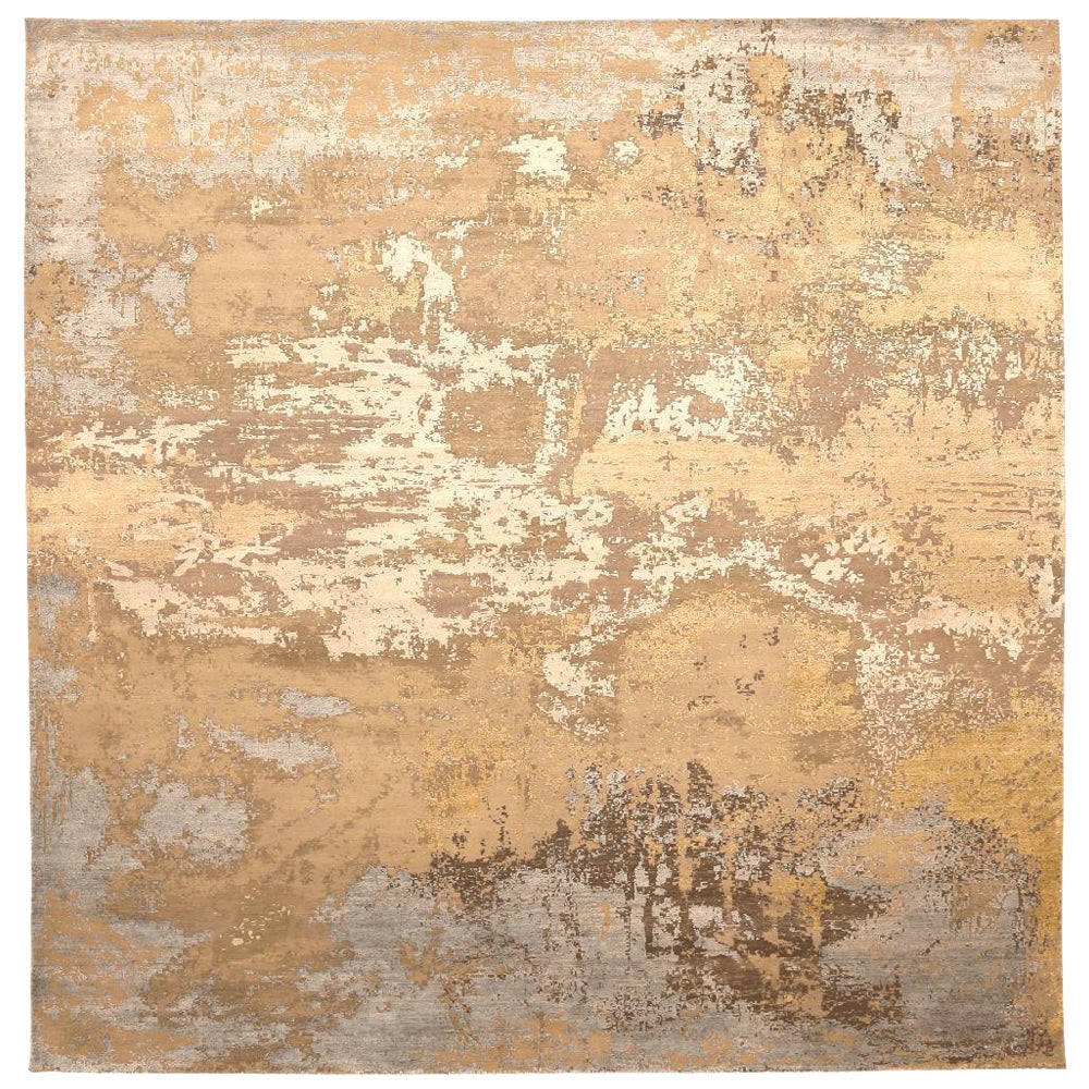 Tapis modernes indiens - Laine ivoire taupe jaune motif 94077