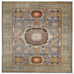 Indien Mamluken Teppiche - Wolle Blau Elfenbein Rot Gelb Design - 94089