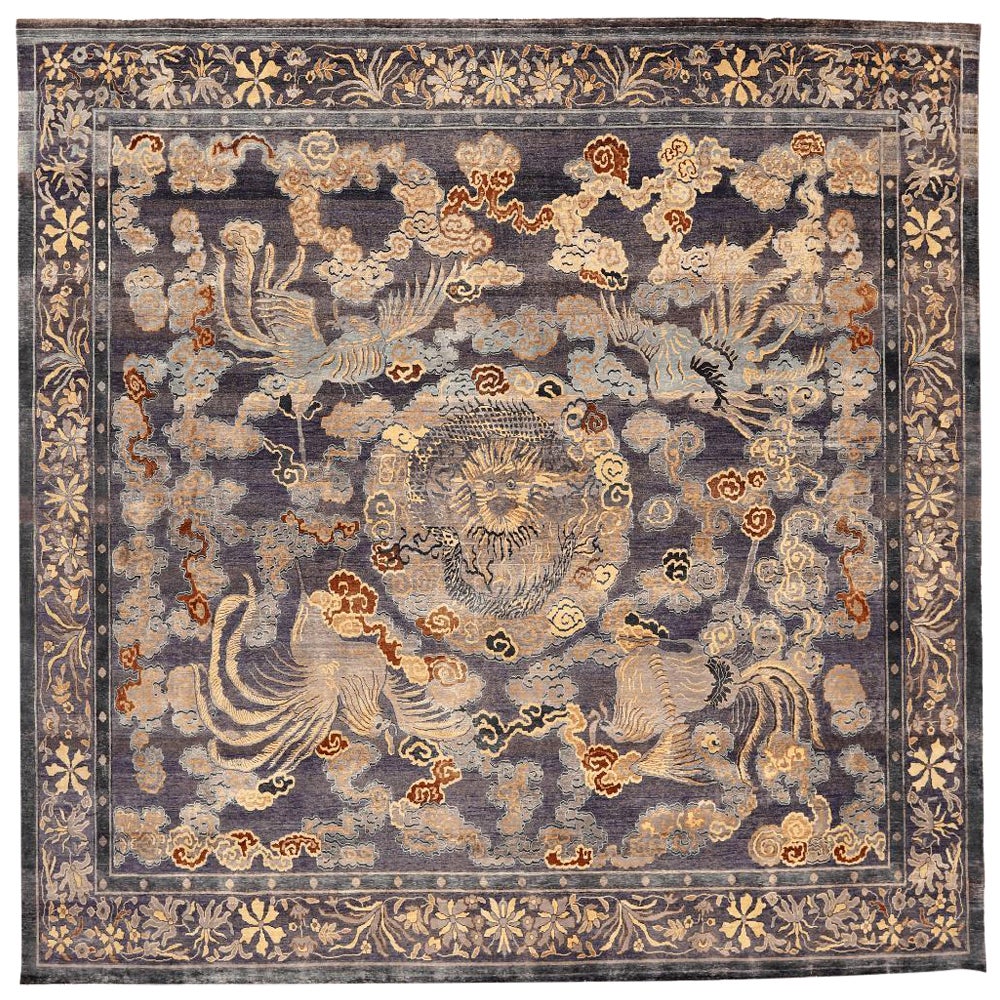 India Dragon Area Rugs - Wolle Braun Elfenbein Gelb Design - 94091