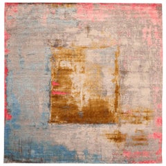 Indien Modern Area Rugs - Wolle Blau Braun Elfenbein Rosa Gelb - 94092