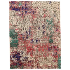 Indien Modern Area Rugs - Wolle Blau Braun Grün Elfenbein Rot - 94112