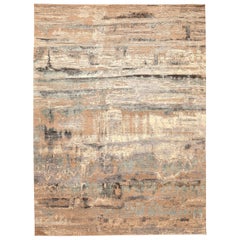 India Modern Area Rugs - Wool Brown Shades of Gray / silver - 94158