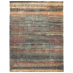 Indische Täbris-Teppiche - Wolle Blau Grün Elfenbein Orange Rot - 94165
