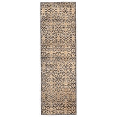 India Modern Runner Rug - Wool Brown Ivory Design - 94192