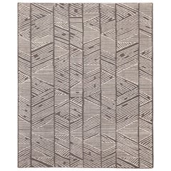 India Kilim Area Rugs - Wool Brown Ivory Design - 93809
