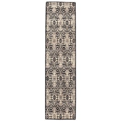 India Modern Runner Rug - Wool Brown Ivory Design - 94193