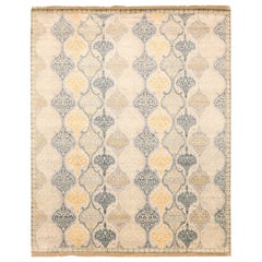 Indien Khotan Bereich Teppiche - Wolle Grau Elfenbein Gelb Design - 93816