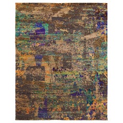 India Modern Area Rugs - Wool Blue Brown Green Ivory Purpel - 93821