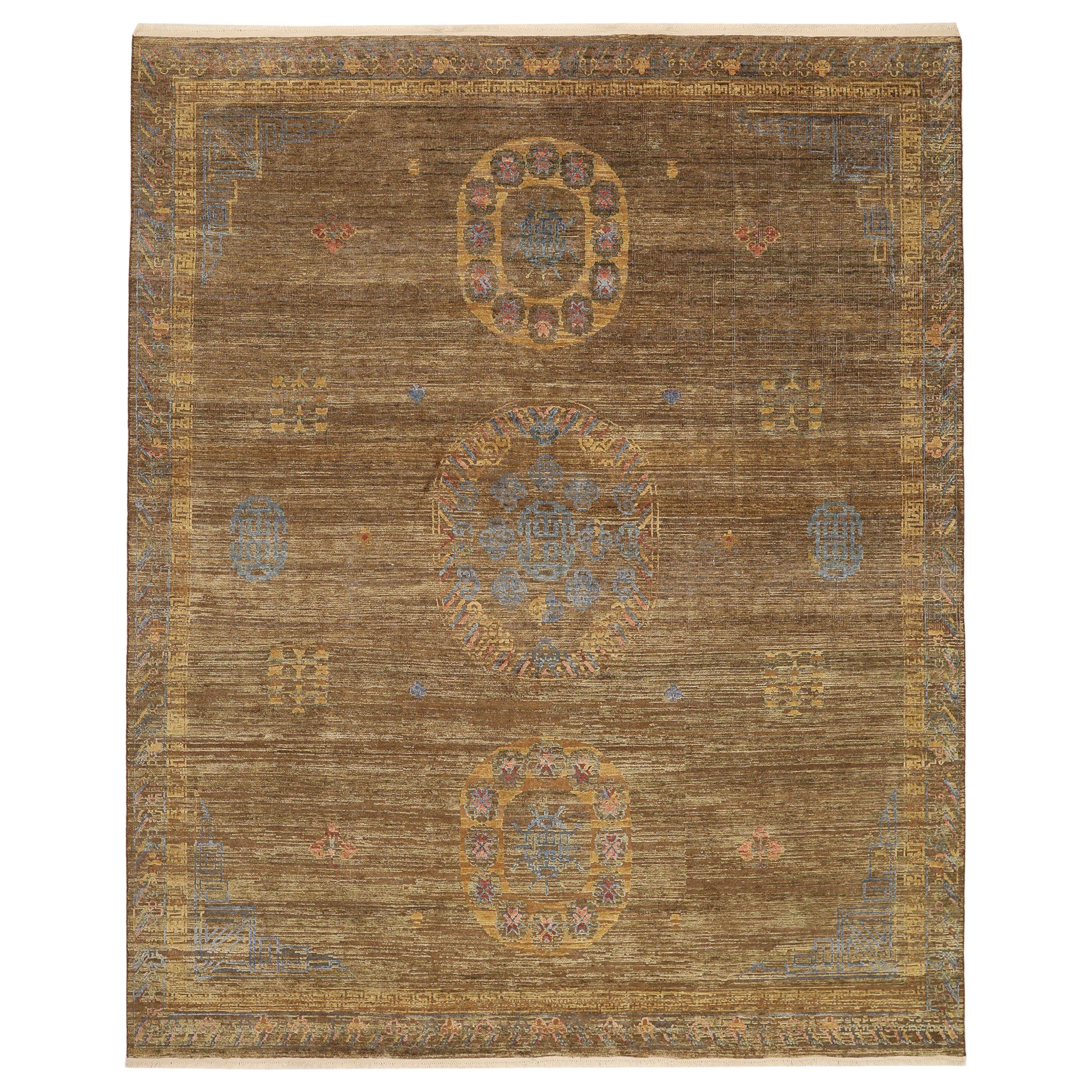 Indien Khotan Bereich Teppiche - Wolle Brown Design - 93834