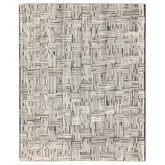 Indien Kilim Area Rugs - Wolle Schwarz und Weiß Braun Elfenbein - 93837