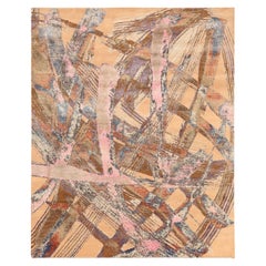 Indien Modern Area Rugs - Wolle Braun Elfenbein Rosa Gelb Design - 93825
