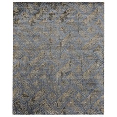Alfombras modernas India - Lana y Seda Azul Marrón Marfil Topo - 93826