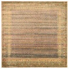 Indien Sari Seide Bereich Teppiche - Wolle Grün Rosa Gelb Design - 93861