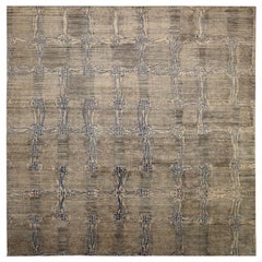India Modern Over Size Teppich - Wolle Blau Braun Elfenbein Taupe - 93872