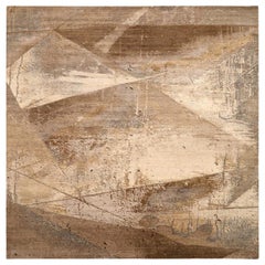 Indien Modern Over Size Teppich - Wolle Braun Elfenbein Design - 93875
