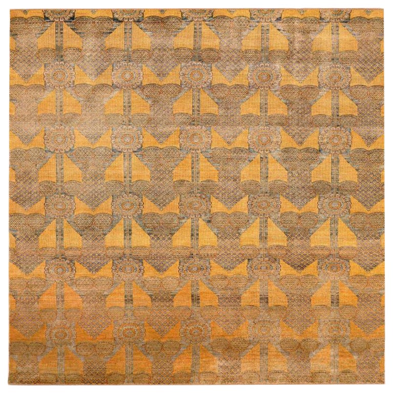 Tapis modernes indiens - motif jaune en laine - 94026