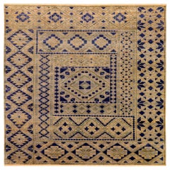 Tapis de sol The Modernity - Laine Noir Ivoire Design Bleu Marine - 94028