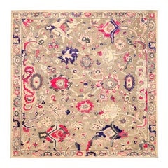 Tapis d'Oushak en laine ivoire rose taupe motif - 94147