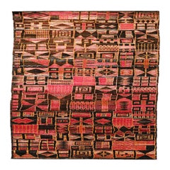 Tapis de course India Modernity - Laine Brown Ivory Pink Red Design - 94216