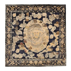 Indien Sari Seide kleiner Teppich - Wolle Schwarz Elfenbein Gelb Design - 94247
