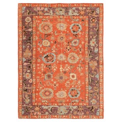 Afghanistan Oushak Small Rug - Wool Orange Design - 94595