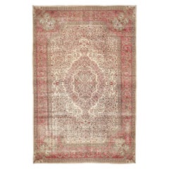 Persischer Kerman Over Size-Teppich - Wolle Elfenbeinrosa Design - 94541