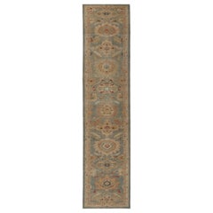 Vintage Afghanistan Sultanabad Runner Rug - Wool Gray Green Design - 95777