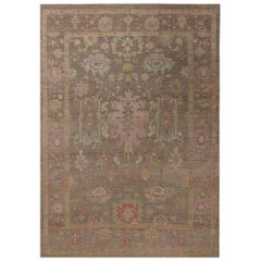 Afghanistan Oushak Over Size Teppich - Wolle Brown Pink Design - 95972