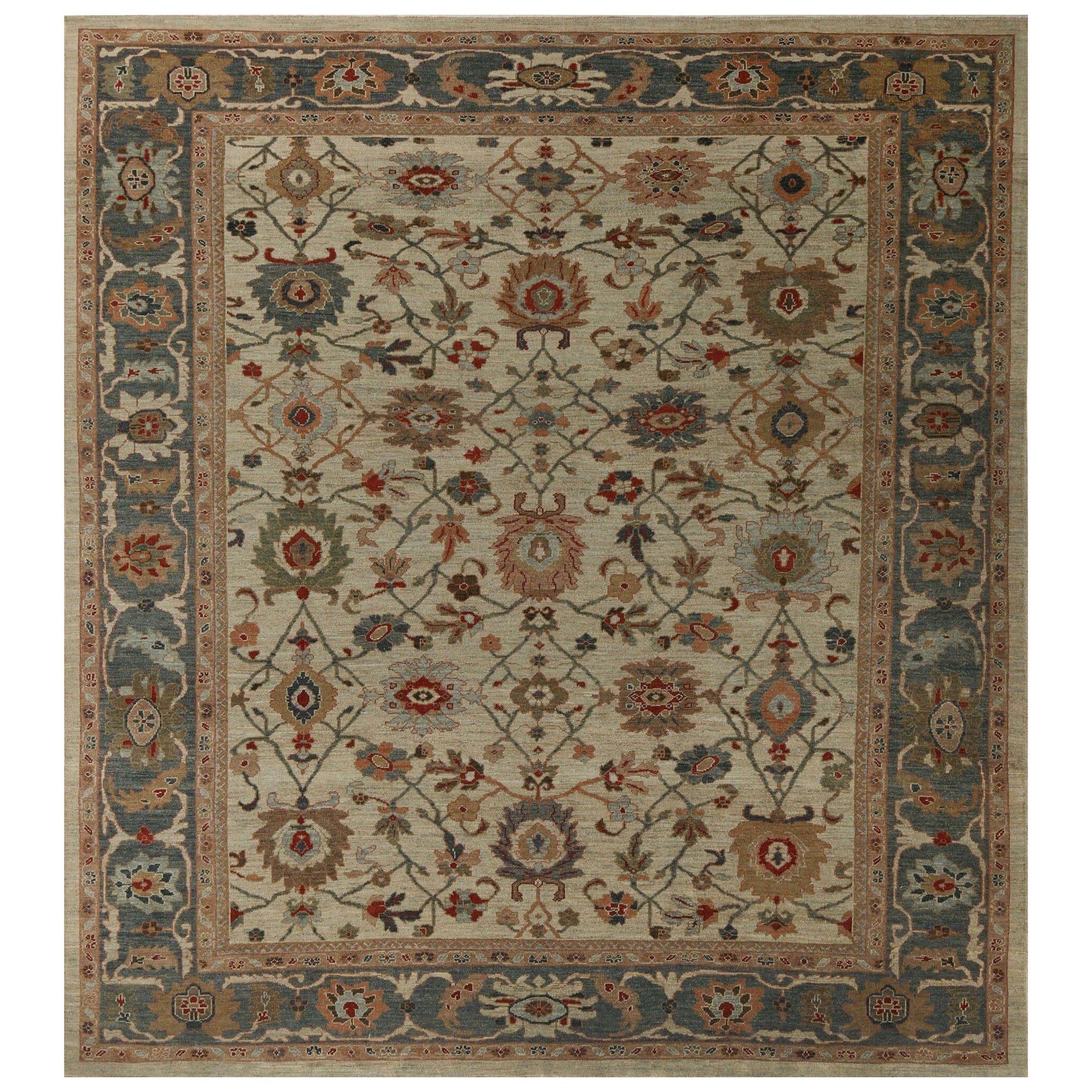 Persian Sultanabad Area Rugs - Wool Ivory Design - 96159 For Sale