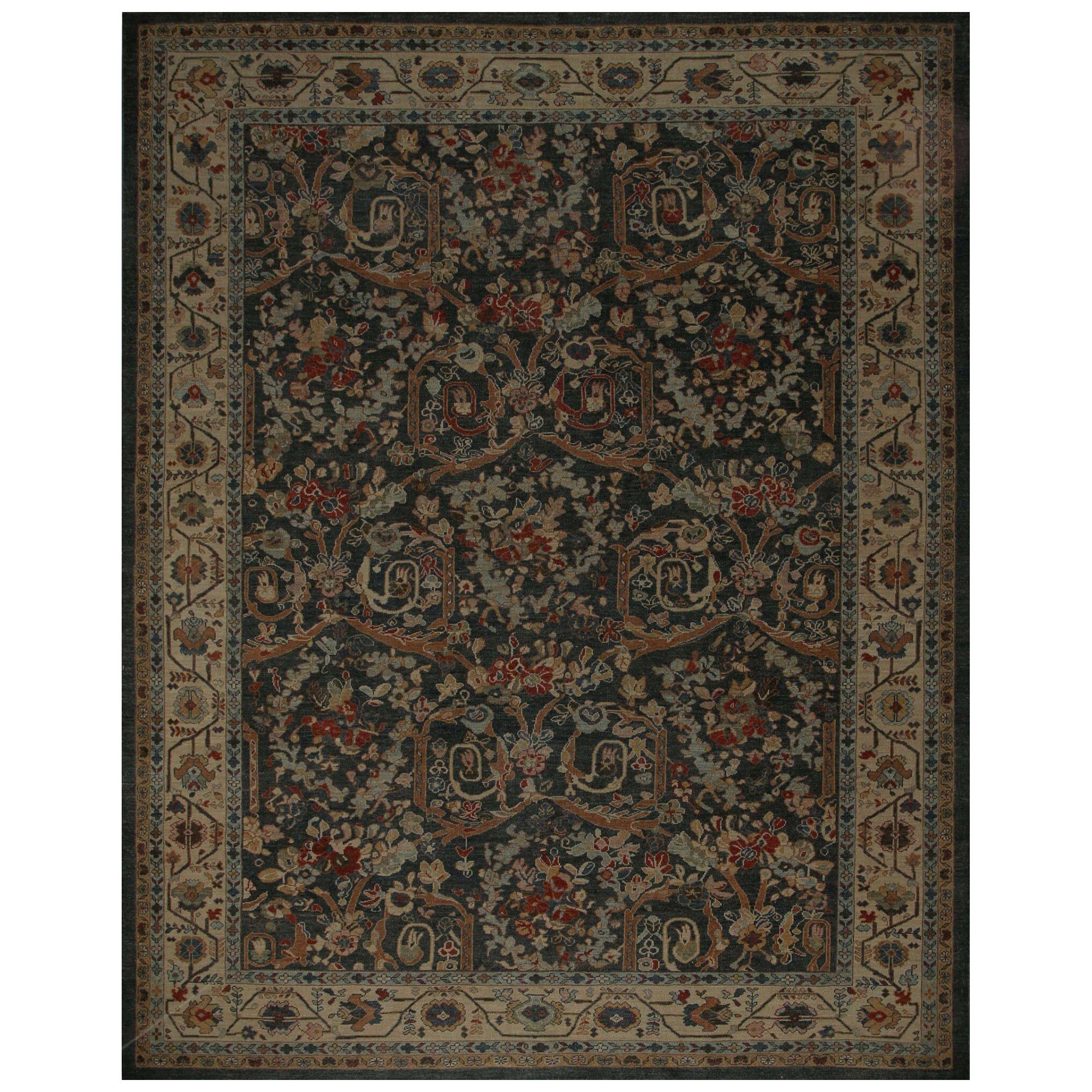 Persian Sultanabad Over Size Rug - Wool Gray Design - 96183 For Sale