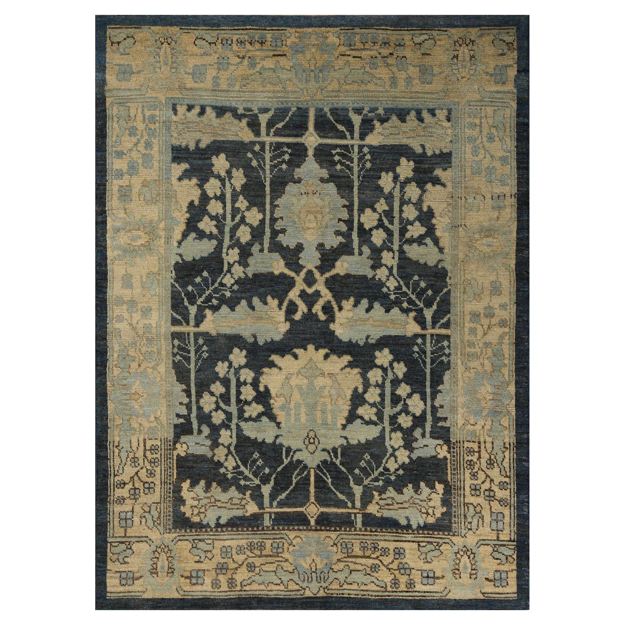 Turkey Oushak Area Rugs - Wool Black Design - 96126 For Sale