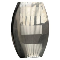 Decorative stainless steel vase with geometrical shapes imprinted, 1970's