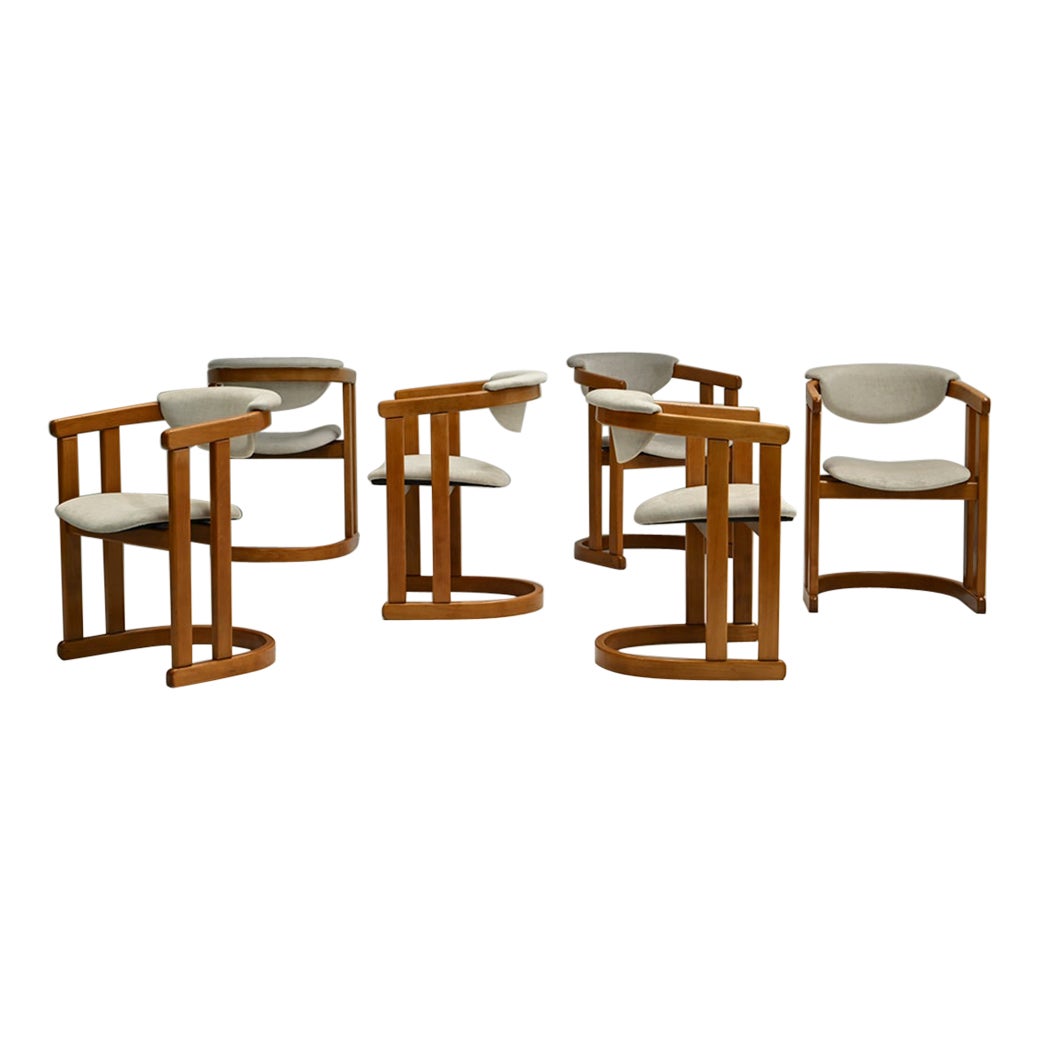 Juego de 6 sillas de comedor de madera de haya curverd, años 60 Alemania.