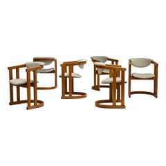 Set of 6 curverd beech wood dining chairs, 1960s Germany.