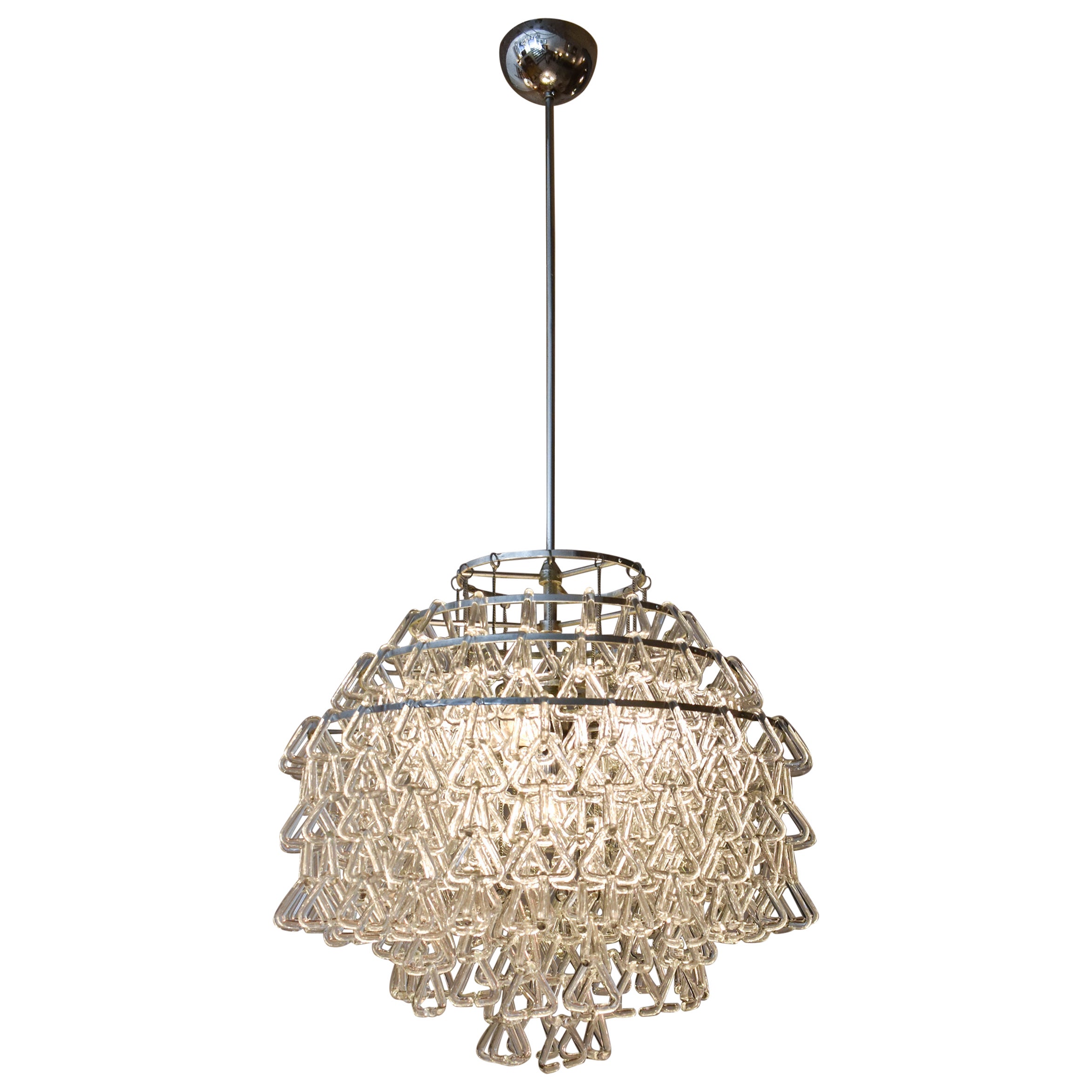 Italian Glass Chandelier from 1970's For Sale