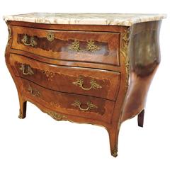 French Mid-20th Century Louis XV Style Marble-Top Commode with Drop Front Desk